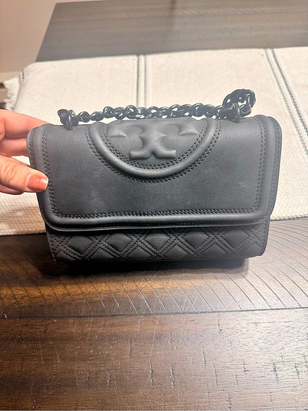 Tory Burch Kira Chevron Convertible Shoulder Bag Black